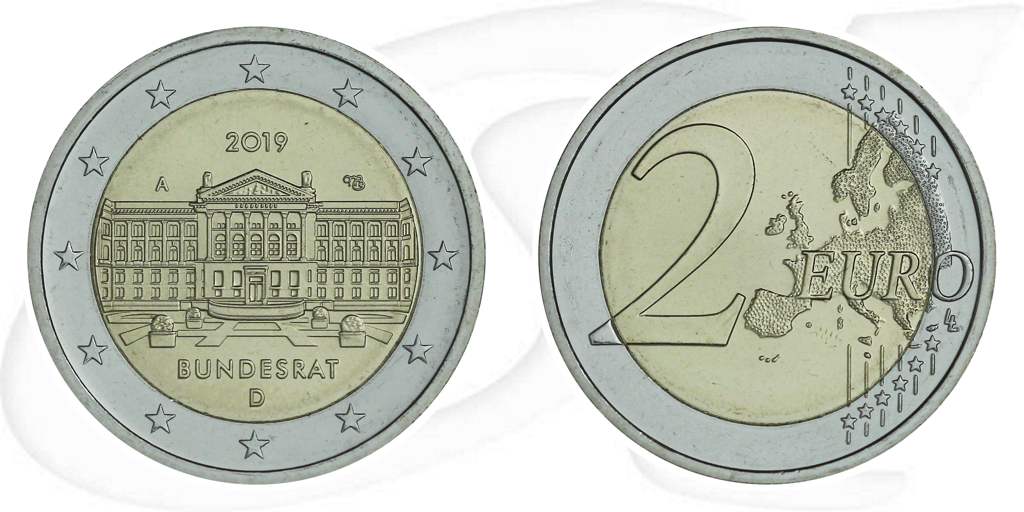 Deutschland 2 Euro 2019 A (Berlin) 70 Jahre Bundesrat st prägefrisch / st