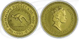 1/2 Unze Gold Australien Känguru Münze Vorderseite und Rückseite zusammen