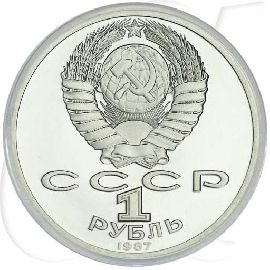 Russland 1 Rubel 1987 Cu/Ni PP 130. Geburtstag von K. E. Ziolkowski