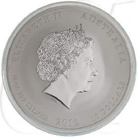 10 Dollar 2012 Drache Australien Silber Lunar Münzen-Wertseite