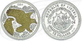 10 Dollars Liberia 2004 Eagle Münze Vorderseite und Rückseite zusammen
