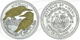 10 Dollars Liberia 2004 Kookaburra Münze Vorderseite und Rückseite zusammen