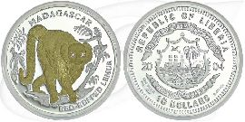10 Dollars Liberia 2004 Lemur Münze Vorderseite und Rückseite zusammen
