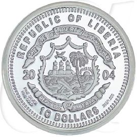 10 Dollars Liberia 2004 Panda Münzen-Wertseite
