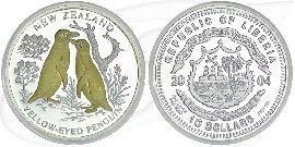 10 Dollars Liberia 2004 Pinguin Münze Vorderseite und Rückseite zusammen