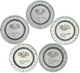 Deutschland 5x 10 Euro 2019 Satz ADFGJ st farbloser Ring In der Luft