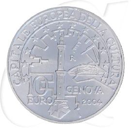 Italien 10 Euro Silber 2004 st in Kapsel Weltkulturhauptstadt Genua