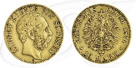 10 Mark Gold Sachsen 1874 Münze Vorderseite und Rückseite zusammen