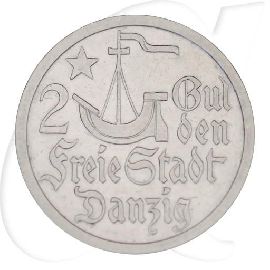 Danzig 2 Gulden 1923 ss-vz Kogge