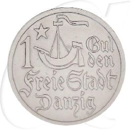 Danzig 1 Gulden 1923 ss-vz Kogge