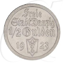 Danzig 1/2 Gulden 1923 vz Kogge