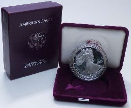 USA 1 Dollar 1990 S proof OVP American Silver Eagle ohne Zertifikat