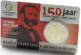 Belgien 2 Euro 2014 150 Jahre Rotes Kreuz st OVP Blister