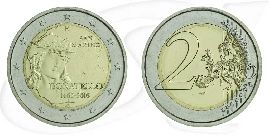 2 Euro Münze San Marino 2016 Münze Vorderseite und Rückseite zusammen