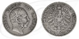 2 Mark 1876 Albert Sachsen Münze Vorderseite und Rückseite zusammen