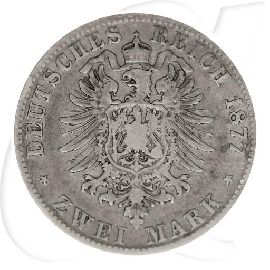 Deutschland Württemberg 2 Mark 1877 s Karl