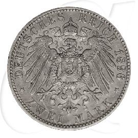 2 Mark 1896 Wilhelm Preussen Münzen-Wertseite