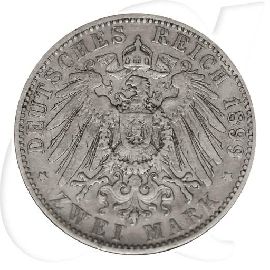 2 Mark 1899 Wilhelm Preussen Münzen-Wertseite