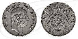 2 Mark 1903 Sachsen Münze Vorderseite und Rückseite zusammen