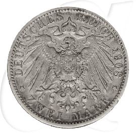 Deutschland Württemberg 2 Mark 1908 ss Wilhelm II.