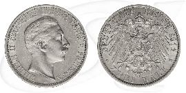 2 Mark 1911 Wilhelm Preussen Münze Vorderseite und Rückseite zusammen