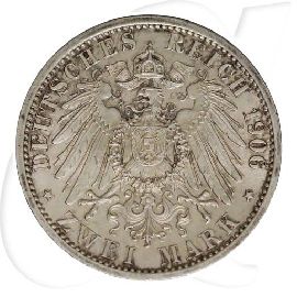 2 Mark Lippe 1906 Leopold IV Kaiserreich Münzen-Wertseite