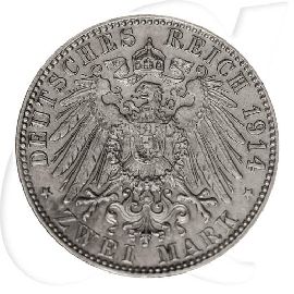 Deutschland Bayern 2 Mark 1914 ss Ludwig III.
