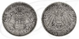 2 Mark Münze Hamburg 1904 Münze Vorderseite und Rückseite zusammen