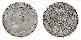2 Mark Otto König von Bayern 1901 Münze Vorderseite und Rückseite zusammen