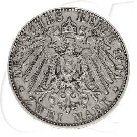 2 Mark Otto König von Bayern 1901 Münzen-Wertseite