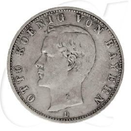 2 Mark Otto König von Bayern 1905 Münzen-Bildseite