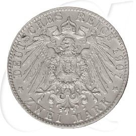 2 Mark Otto König von Bayern 1907 Münzen-Wertseite