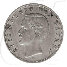 2 Mark Otto König von Bayern 1908 Münzen-Bildseite