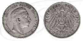 2 Mark Wilhelm II 1906 Silber Münze Vorderseite und Rückseite zusammen
