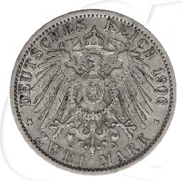 2 Mark Wilhelm II 1906 Silber Münzen-Wertseite