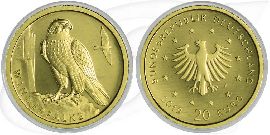 20 Euro 2019 Gold Wanderfalke Münze Vorderseite und Rückseite zusammen