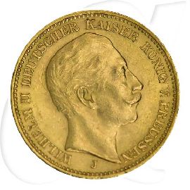 20 Mark Gold 1912 J Münzen-Bildseite