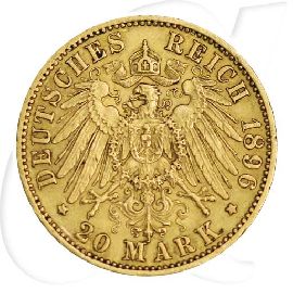 20 Mark Gold Deutsches Reich 1896 Münzen-Wertseite