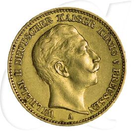 20 Mark Gold Wilhelm II 1899 Münzen-Bildseite