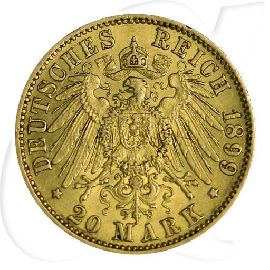 Deutschland Preussen 20 Mark Gold 1899 A ss Wilhelm II.