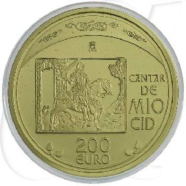 Spanien 200 Euro 2007 PP Gold 13,50g fein El Cid Campeador
