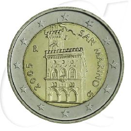 2005 San Marino 2 Euro Umlauf Münze Kurs Münzen-Bildseite