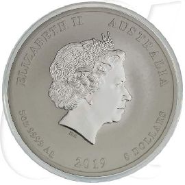 2019 Schwein 8 Dollar Australien Silber Lunar Münzen-Wertseite