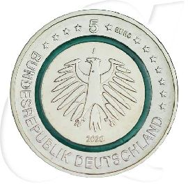 2020 Subpolare Zone türkis Deutschland 5 Euro Münzen-Wertseite