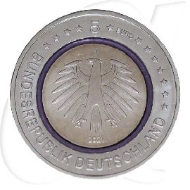 2021 J Polare Zone 5 Euro violetter Ring Hamburg Münzen-Wertseite