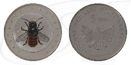 2023-mauerbiene-5-euro-deutschland-wunderwelt-insekten Münze Vorderseite und Rückseite zusammen