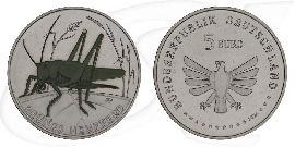 2024-heupferd-5-euro-deutschland-wunderwelt-insekten-heuschrecke Münze Vorderseite und Rückseite zusammen