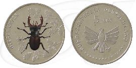 BRD 5 Euro 2024 D (München) vz-st Wunderwelt Insekten - Hirschkäfer Münze Vorderseite und Rückseite zusammen