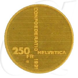 Schweiz 250 Franken 1991 Gold 7,20g fein Eidgenossenschaft st