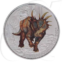 Österreich 3 Euro 2021 st Super Saurier - Styracosaurus